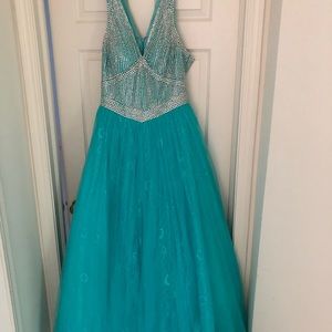 Rachel Allan Plus Turquoise Ball Gown Size 14/16